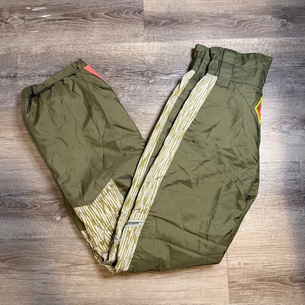 Vintage Sun Valley Ski Pants Olive Green Neon Pink Yellow Colorblock Womens 10
